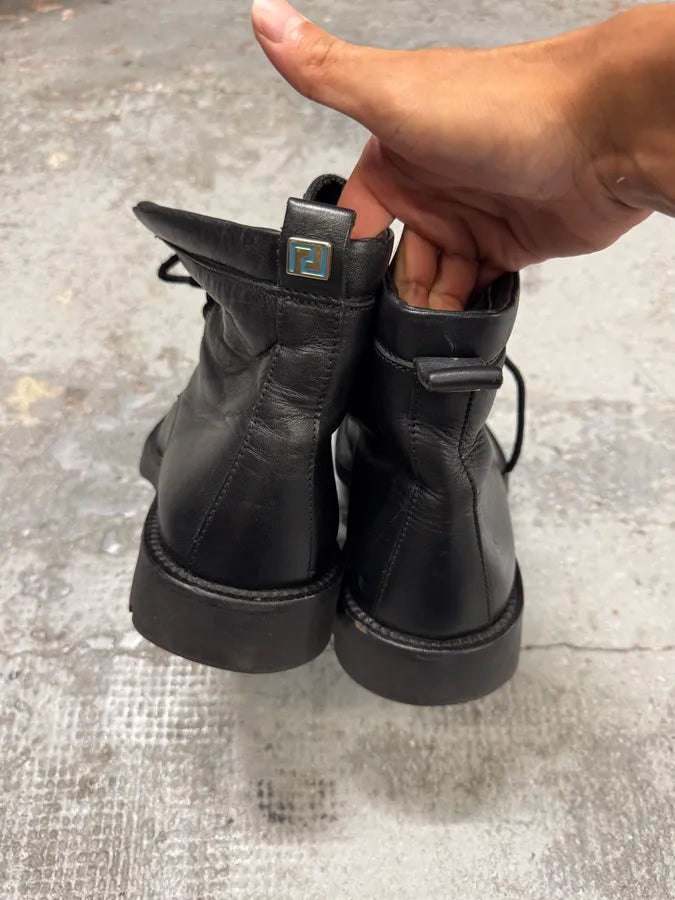 Versace Black Leather High Boots ZIjsKaf 3