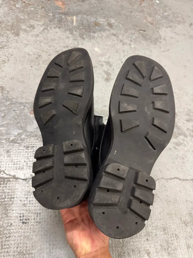 Versace Black Leather High Boots ZIjsKaf 4