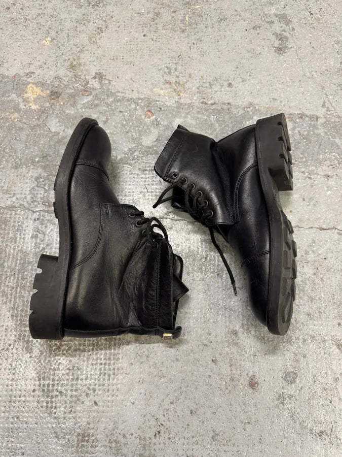 Versace Black Leather High Boots ZIjsKaf 5