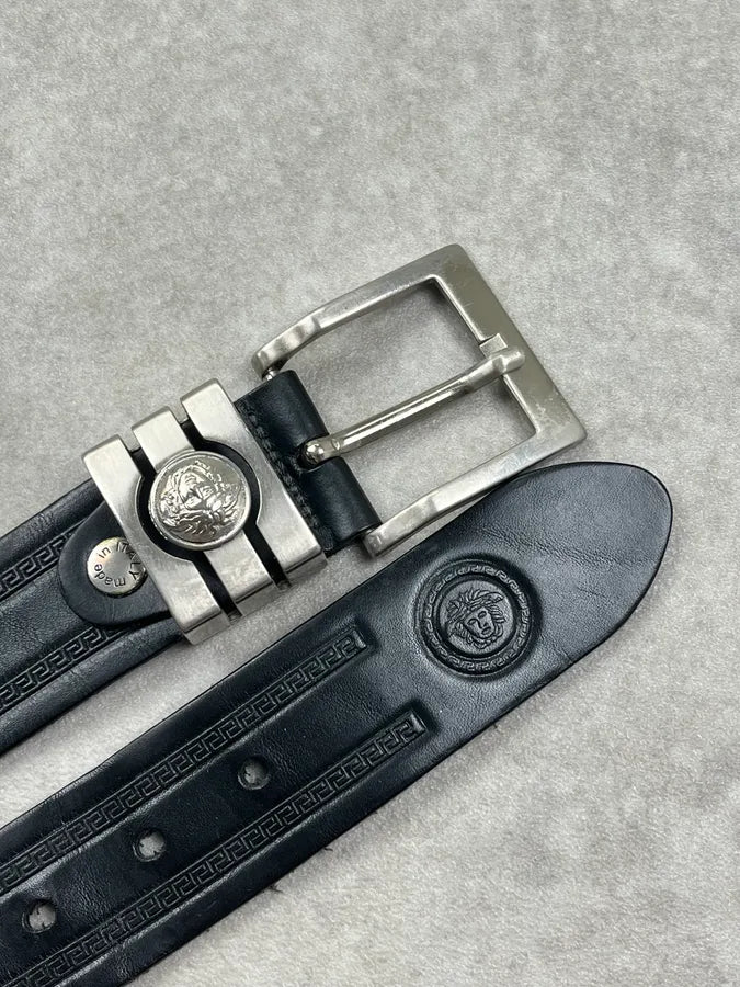 Versace Black Leather Medusa Metallic Belt EClqZKS 5