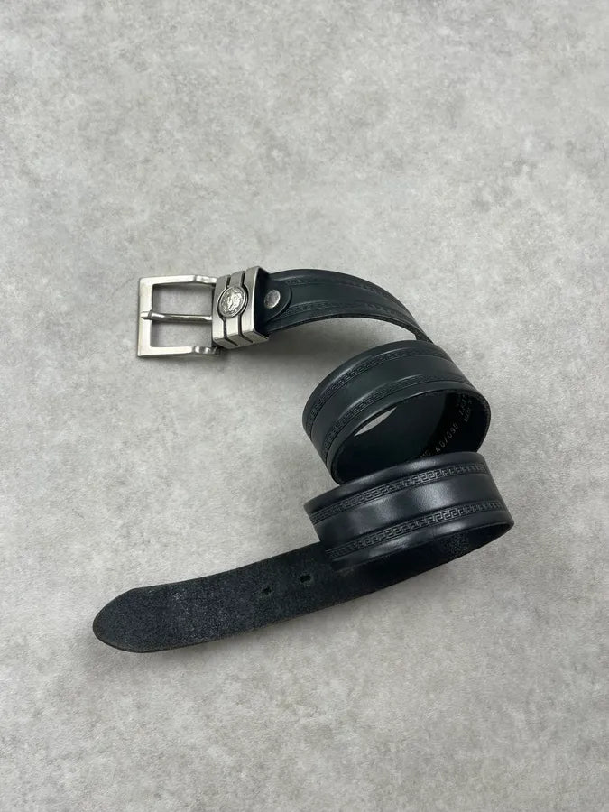 Versace Black Leather Medusa Metallic Belt EClqZKS 2