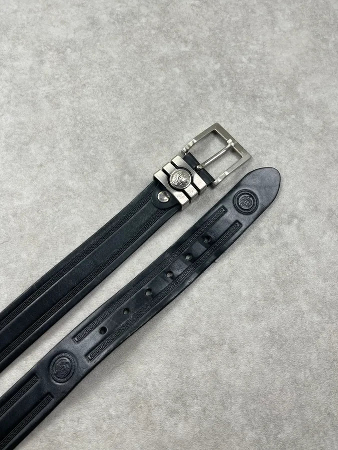 Versace Black Leather Medusa Metallic Belt EClqZKS 4