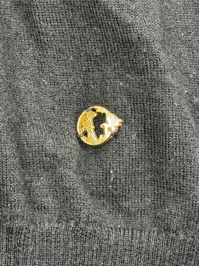 Versace Black Lifting V-Neck Wool Sweater PSsZsTL 6