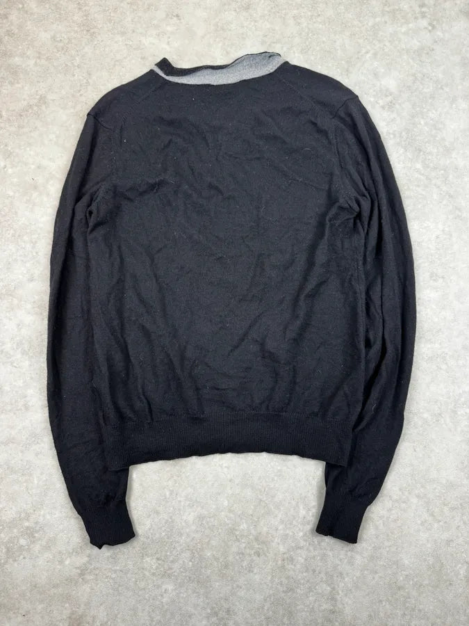 Versace Black Lifting V-Neck Wool Sweater PSsZsTL 1