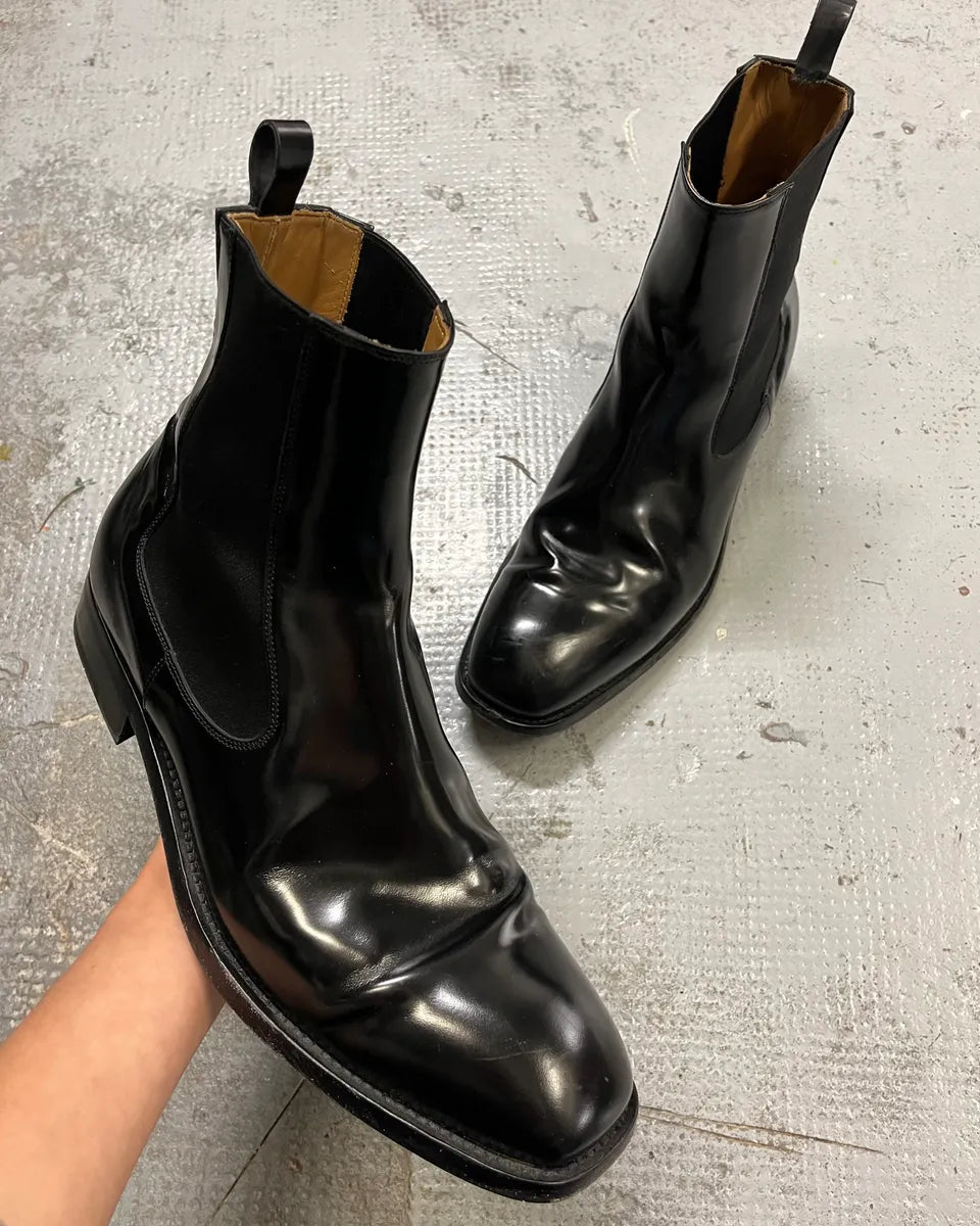 Versace Black Minimalist Leather Boots  wpDBDeM 0