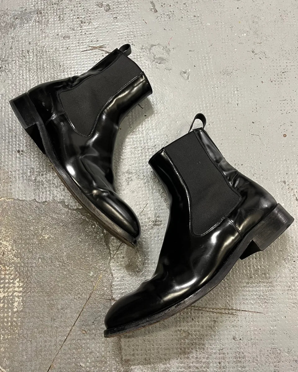Versace Black Minimalist Leather Boots  wpDBDeM 1