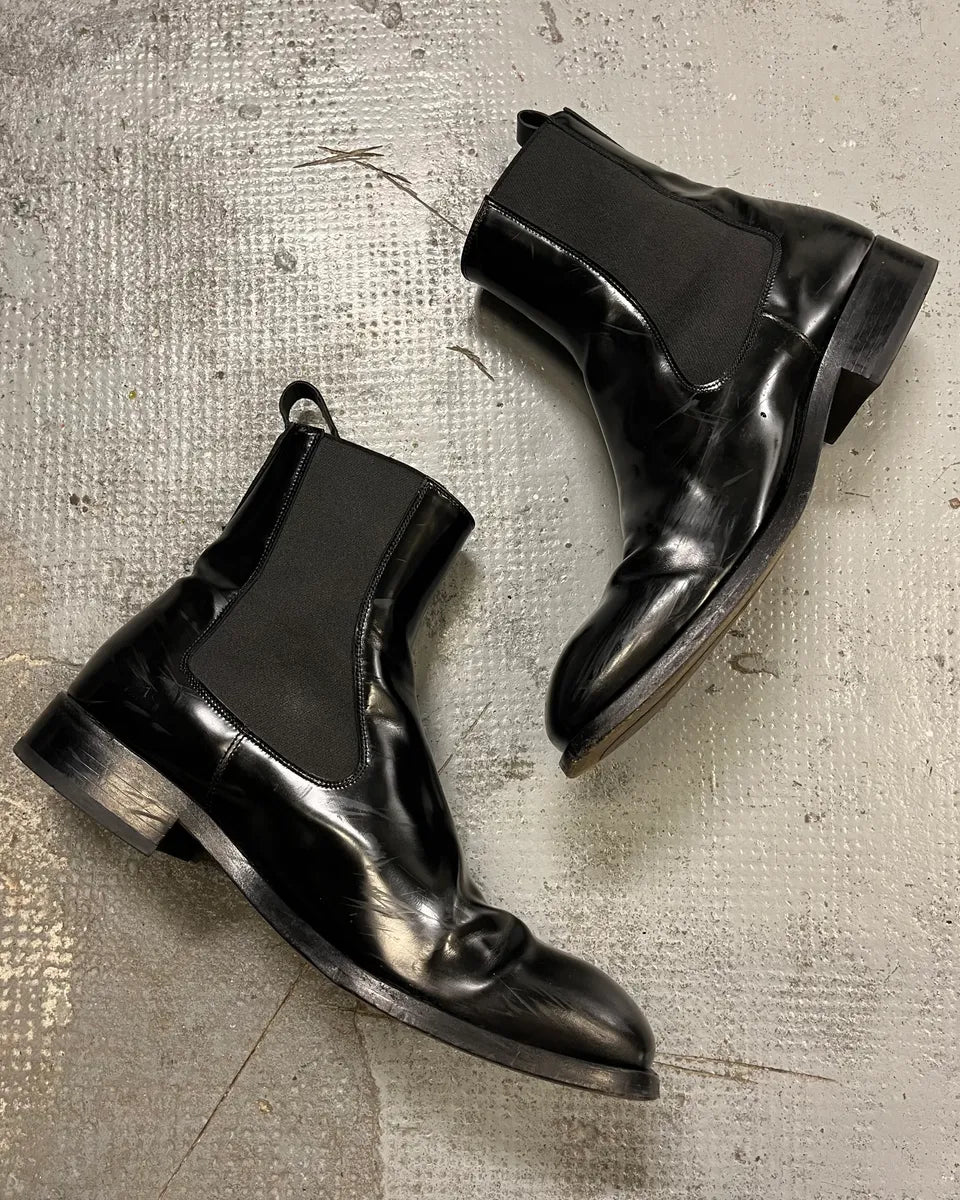 Versace Black Minimalist Leather Boots  wpDBDeM 2