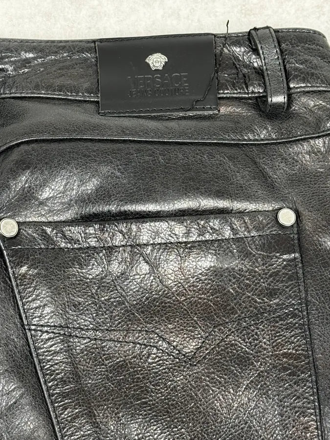 Versace Black Multi-Zips Biker Leather Pants woNjUlS 10