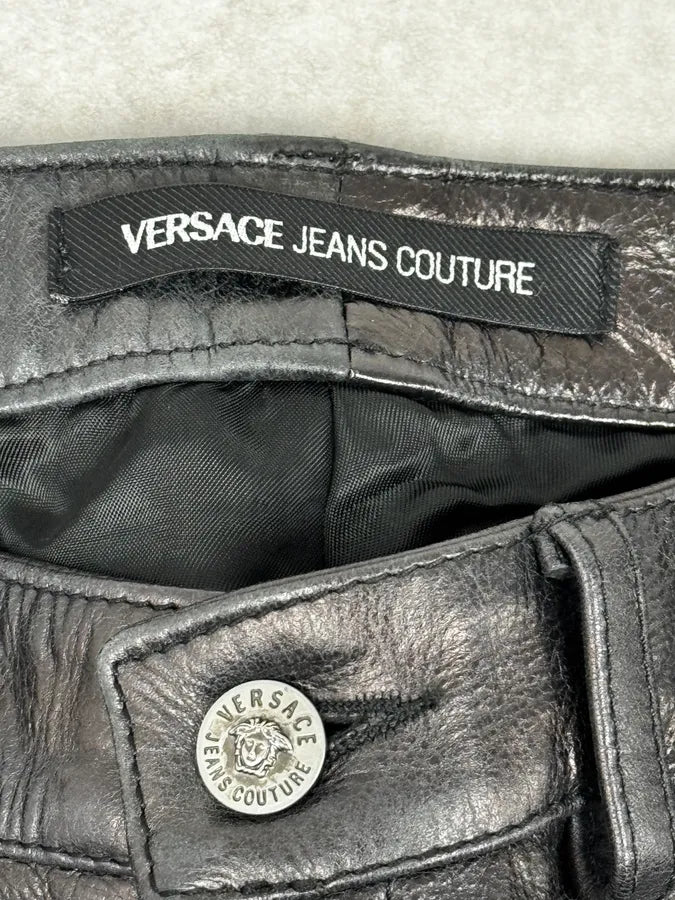 Versace Black Multi-Zips Biker Leather Pants woNjUlS 12