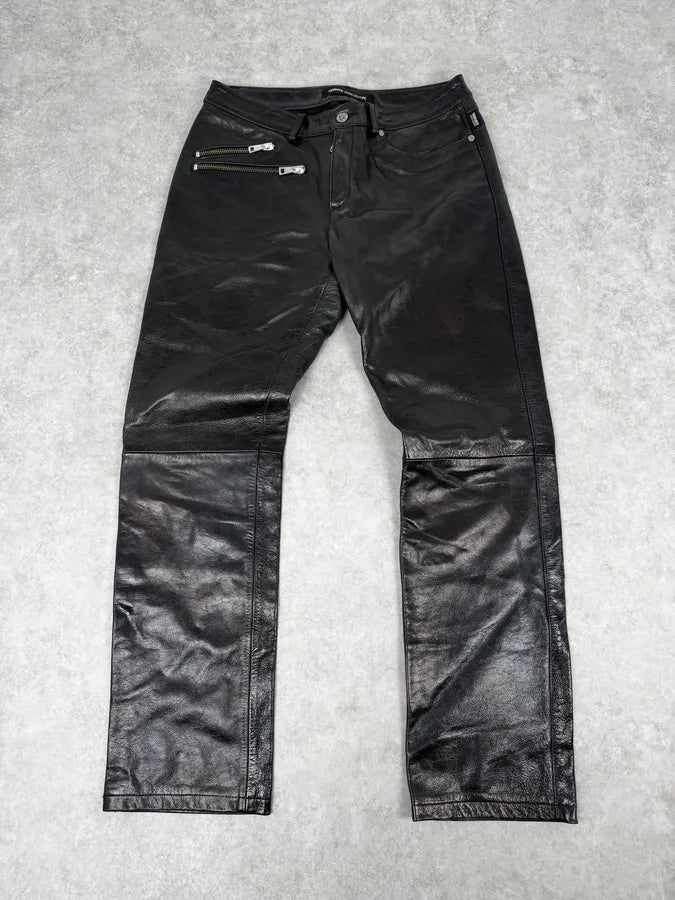 Versace Black Multi-Zips Biker Leather Pants woNjUlS 0