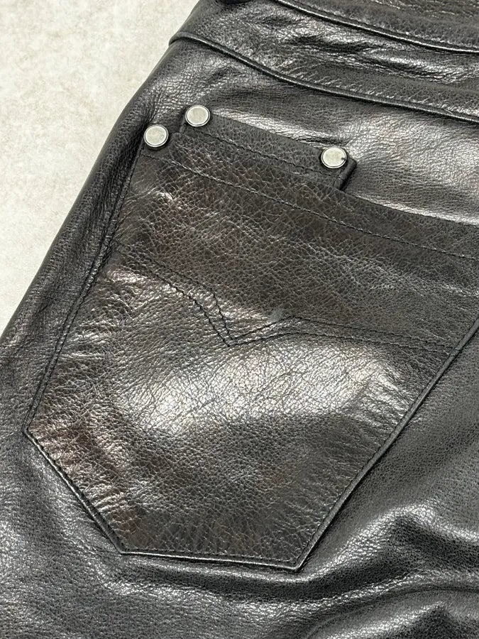 Versace Black Multi-Zips Biker Leather Pants woNjUlS 8