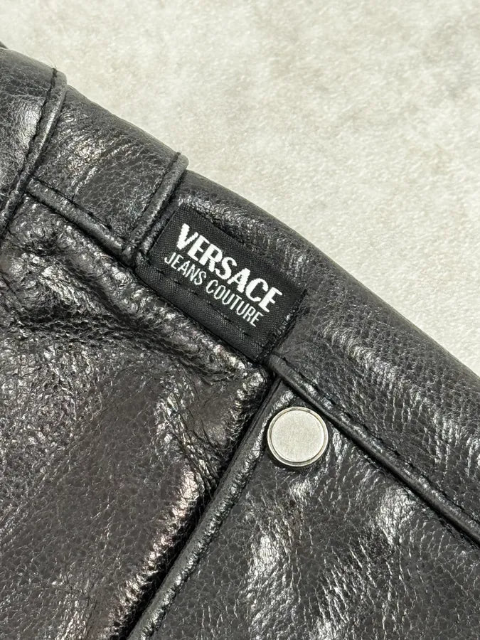 Versace Black Multi-Zips Biker Leather Pants woNjUlS 11