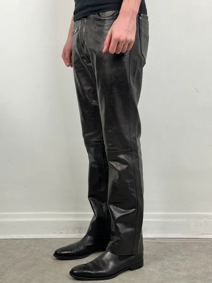 Versace Black Multi-Zips Biker Leather Pants woNjUlS 2