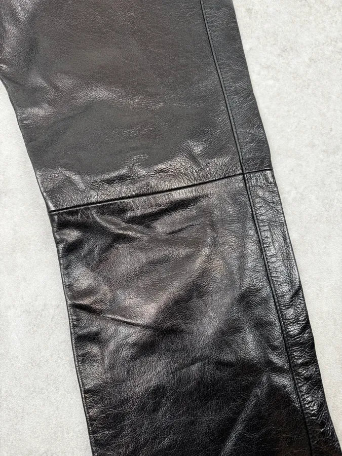 Versace Black Multi-Zips Biker Leather Pants woNjUlS 9