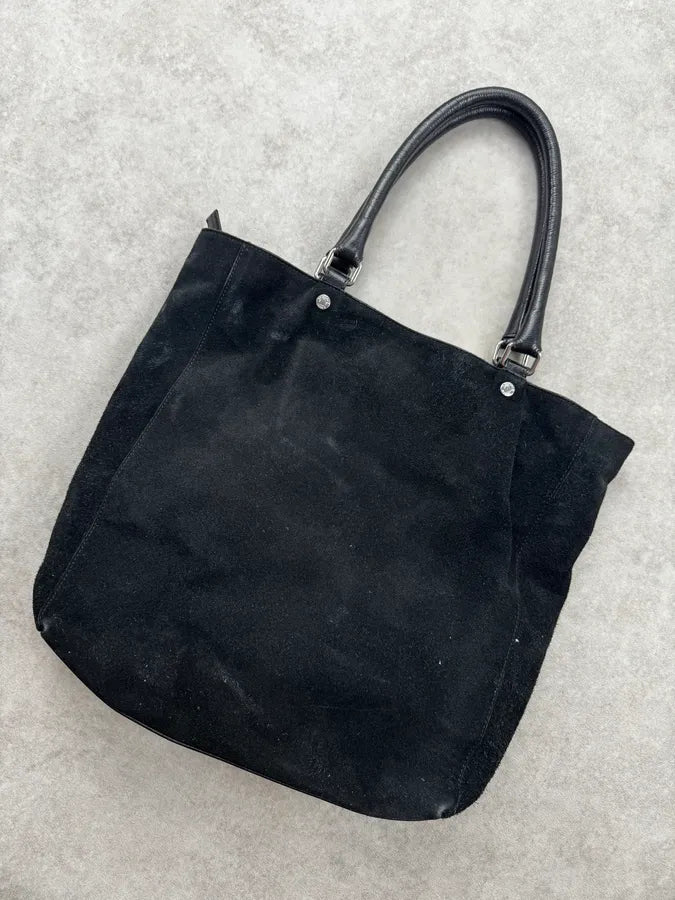 Versace Black Ornamental Baroque Suede Tote Bag wngdMtc 5