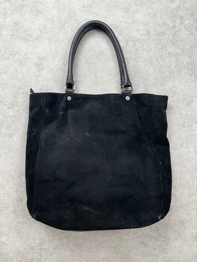 Versace Black Ornamental Baroque Suede Tote Bag wngdMtc 1