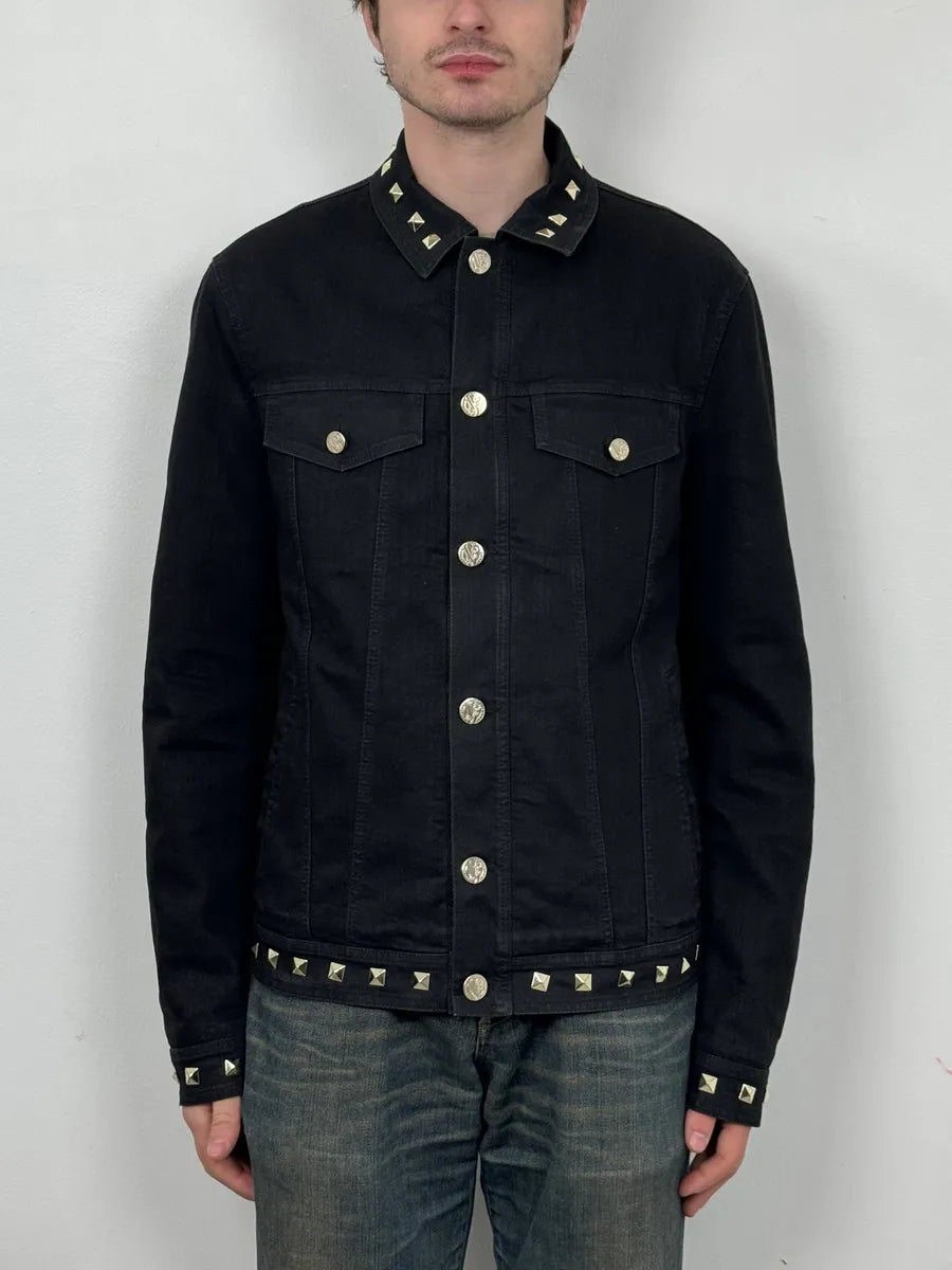 Versace Black Studded Embellished Trucker Jacket NxWUpRX 1