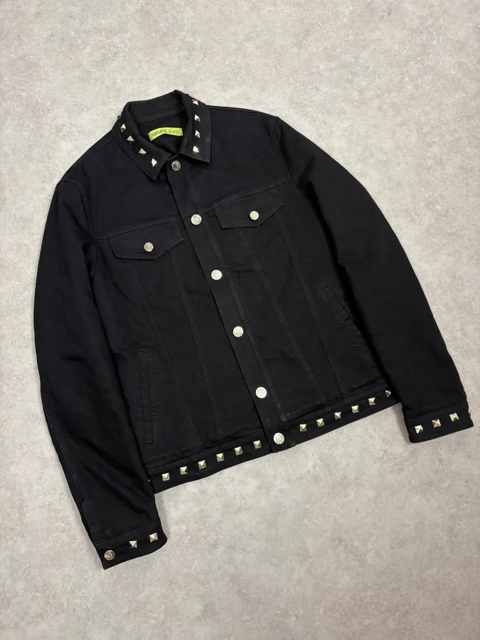 Versace Black Studded Embellished Trucker Jacket NxWUpRX 3