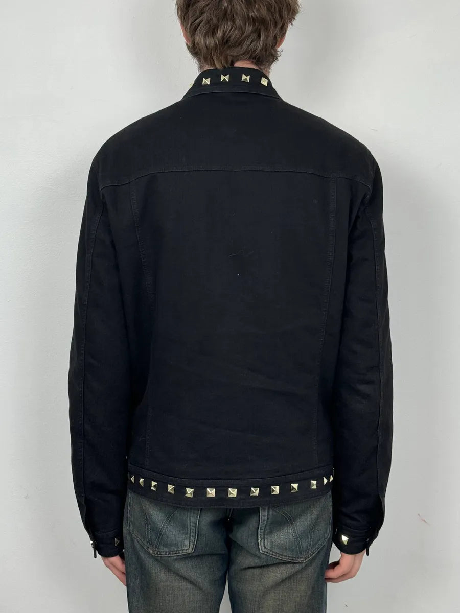 Versace Black Studded Embellished Trucker Jacket NxWUpRX 2