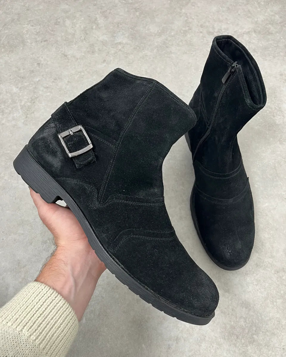 Versace Black Suede Leather Ankle Boots FarKxDh 0