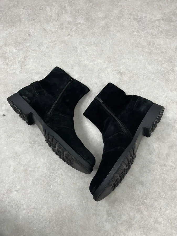 Versace Black Suede Leather Ankle Boots FarKxDh 1