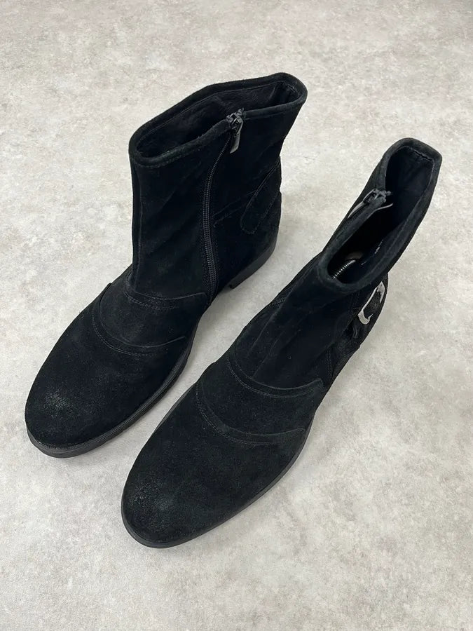 Versace Black Suede Leather Ankle Boots FarKxDh 3