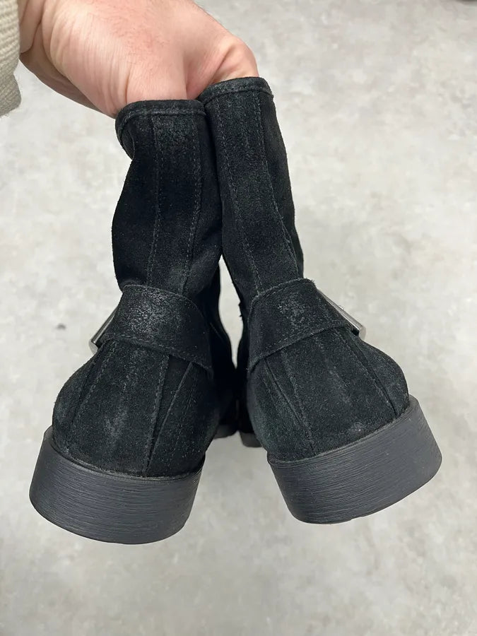 Versace Black Suede Leather Ankle Boots FarKxDh 4