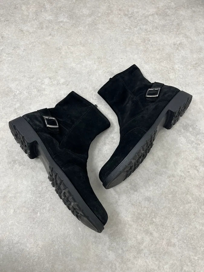 Versace Black Suede Leather Ankle Boots FarKxDh 5