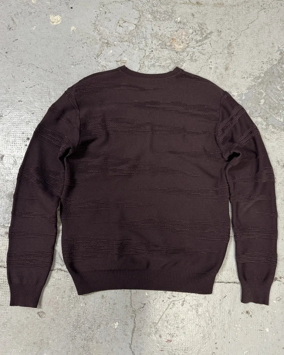 Versace Black V Neck Bordeaux Wool Sweater (M) 1