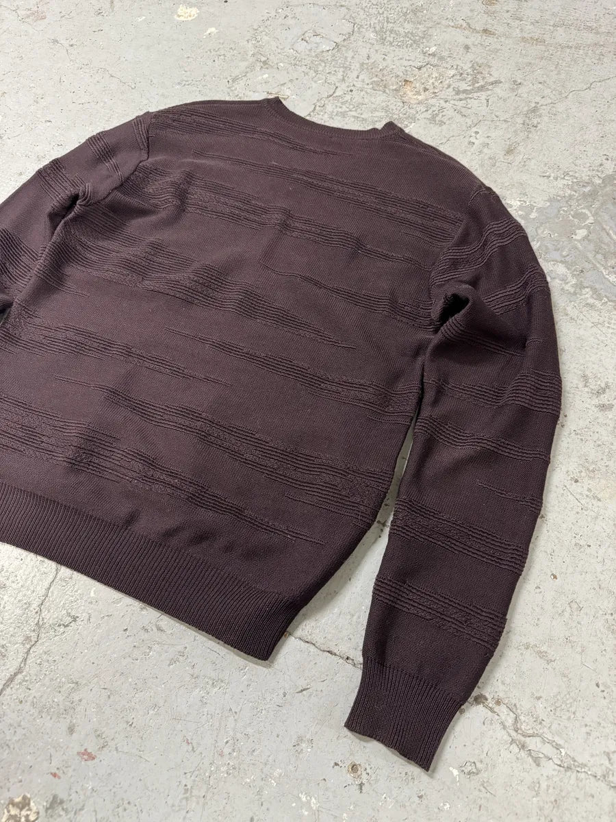 Versace Black V Neck Bordeaux Wool Sweater (M) 4