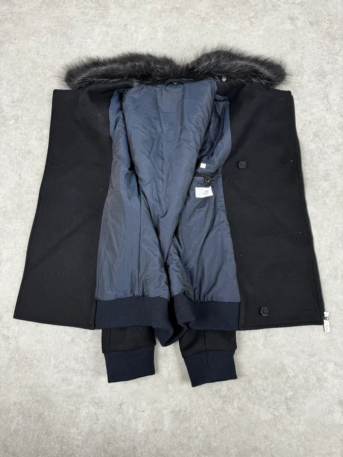Versace Navy Wool Fur Collar Classy Bomber Jacket cHgauww 8