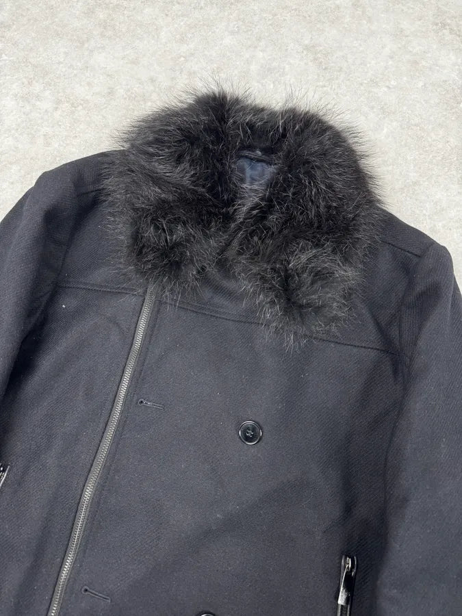 Versace Navy Wool Fur Collar Classy Bomber Jacket cHgauww 5