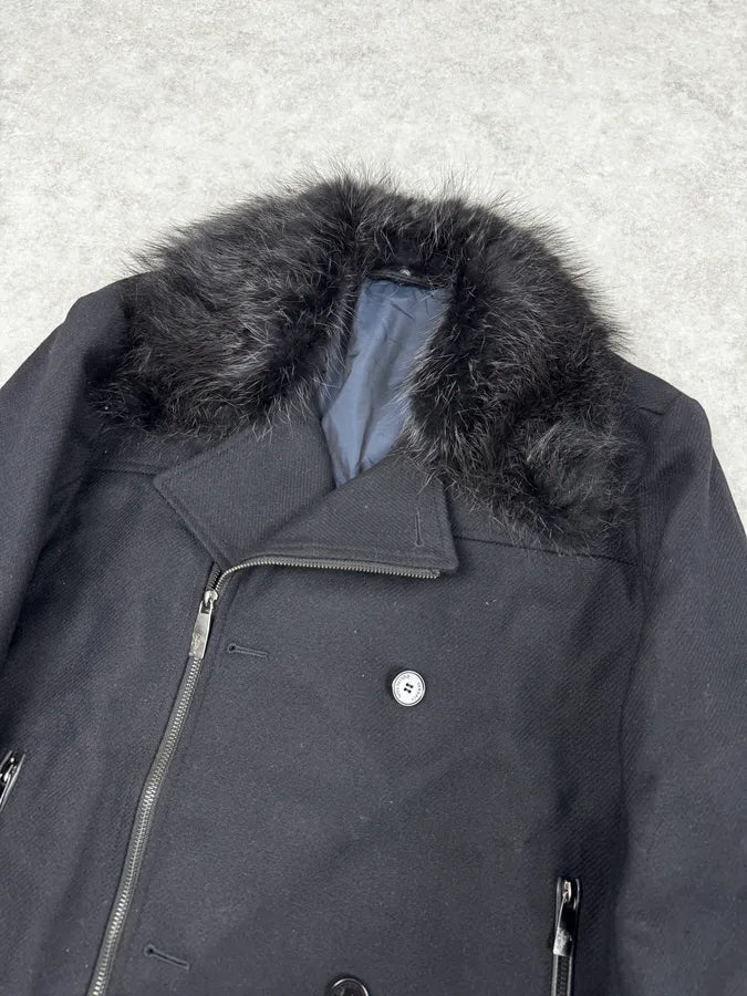 Versace Navy Wool Fur Collar Classy Bomber Jacket cHgauww 4