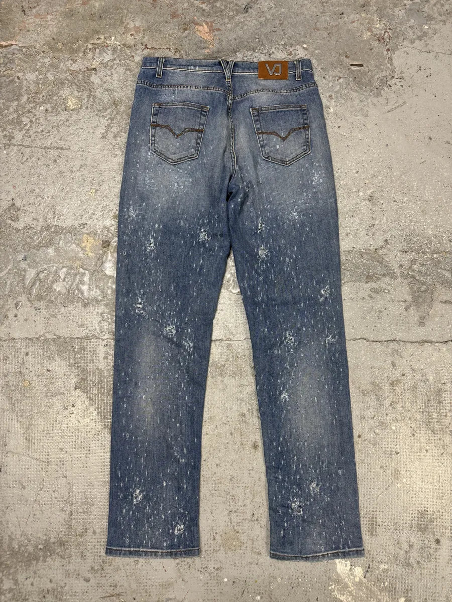 Versace Blue Ripped Denim Jeans ZwykdoA 4