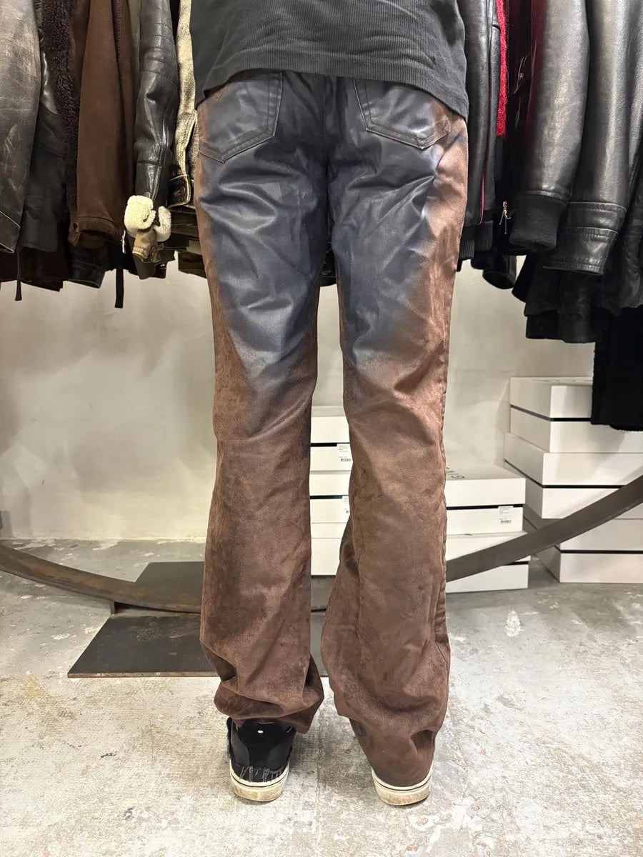 Versace Brown & Navy Waxed Effect Pants nZYvFho 2