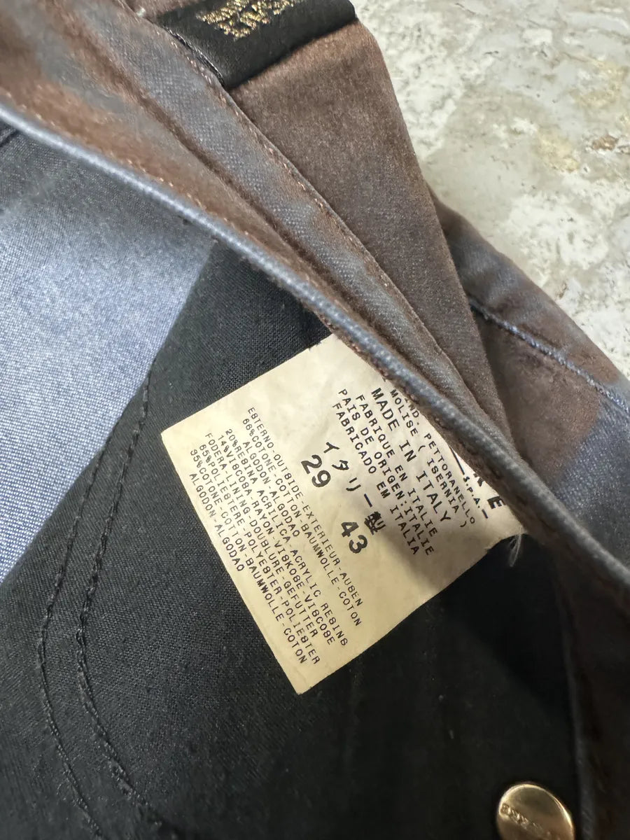 Versace Brown & Navy Waxed Effect Pants nZYvFho 7