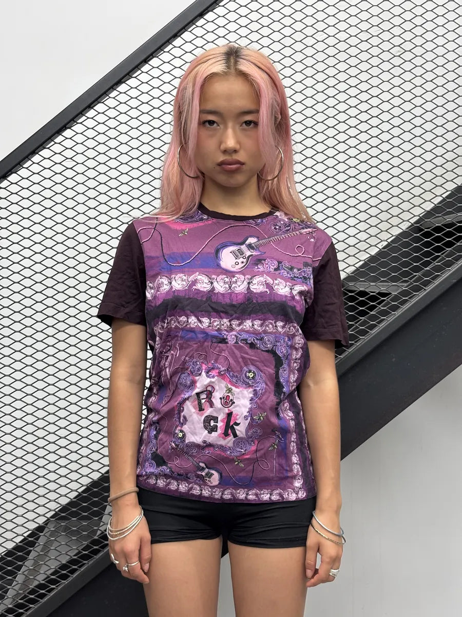 Versace Burgundy Purple Rock Guitar T-Shirt UwmDlfX 0