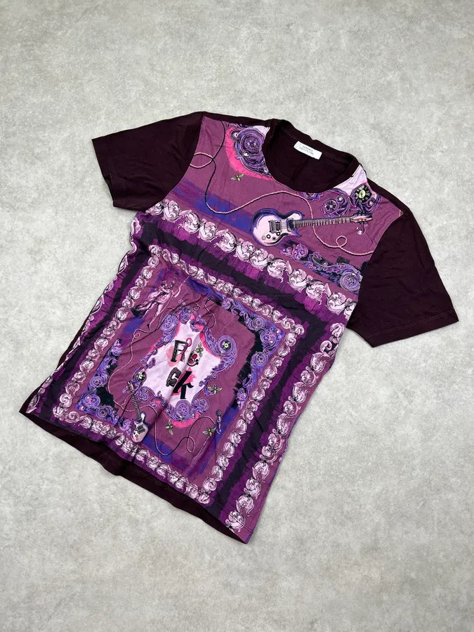 Versace Burgundy Purple Rock Guitar T-Shirt UwmDlfX 3