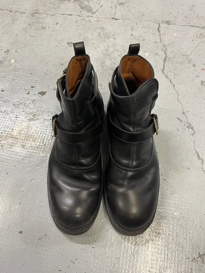 Versace Double Gold Buckles Black Boots DwoXffd 4