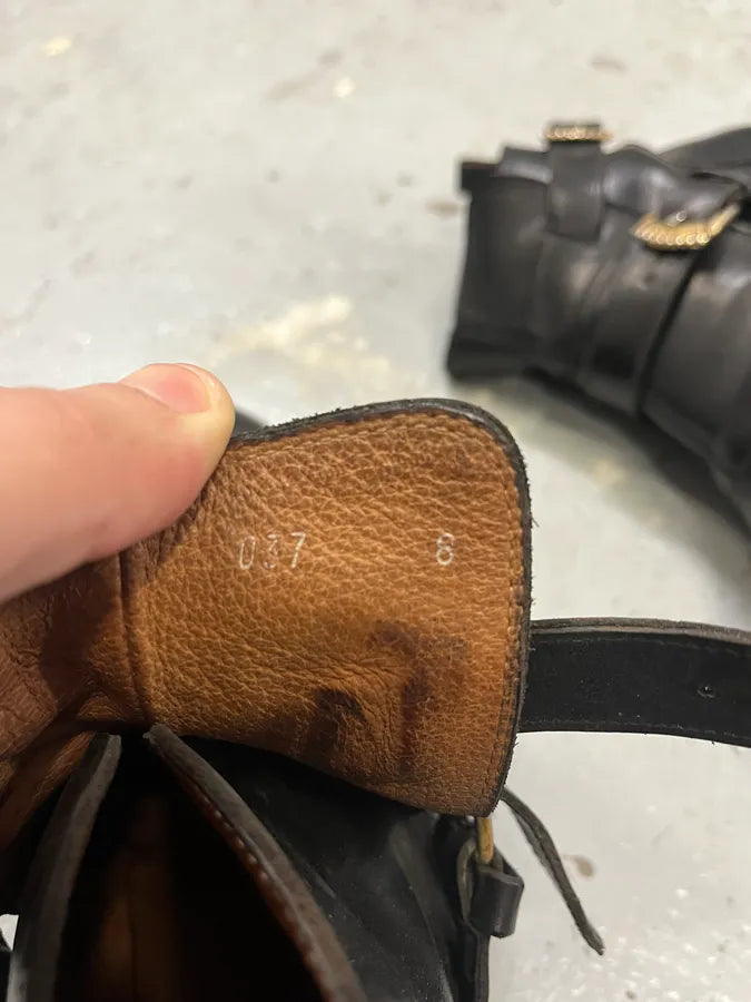 Versace Double Gold Buckles Black Boots DwoXffd 8