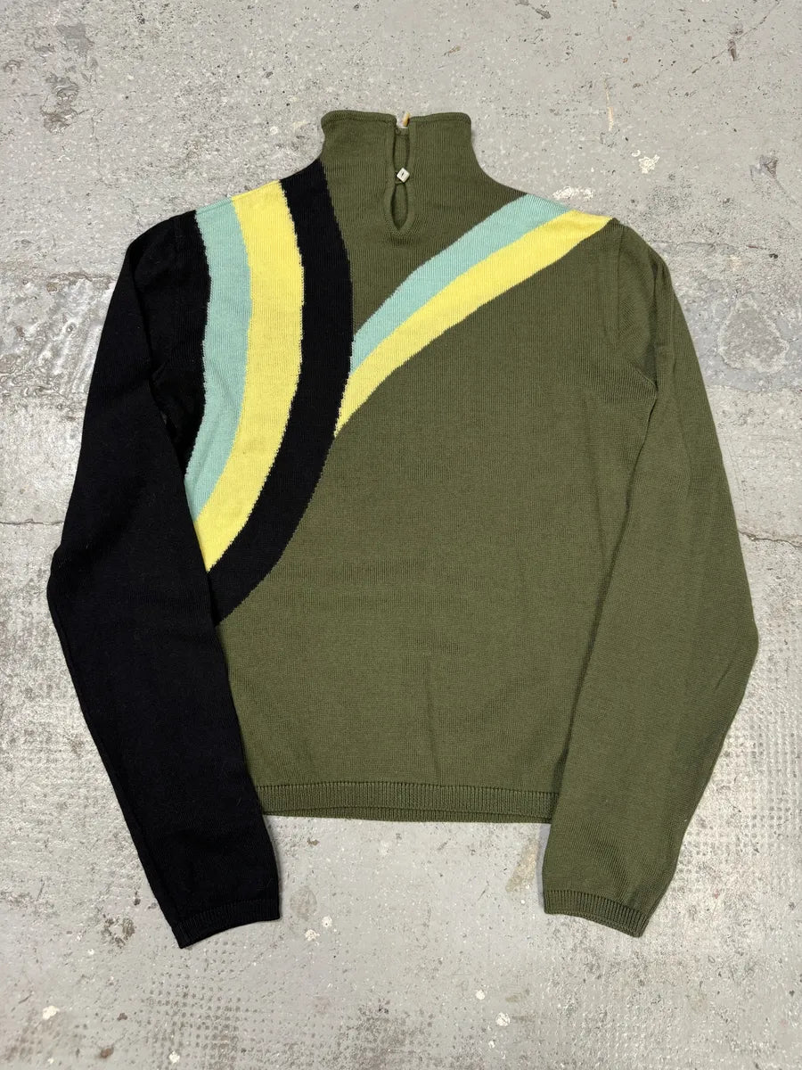 Versace Green Spiral Turtleneck Sweater SPxVdUD 0