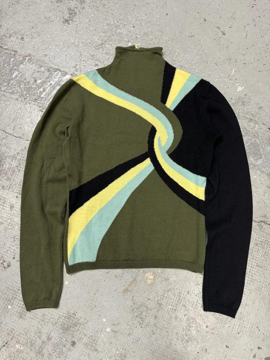 Versace Green Spiral Turtleneck Sweater SPxVdUD 1