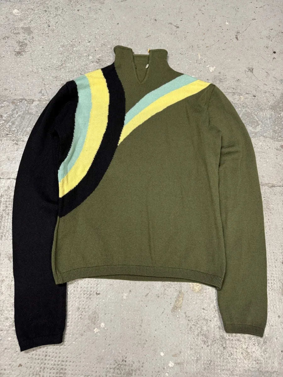 Versace Green Spiral Turtleneck Sweater SPxVdUD 2