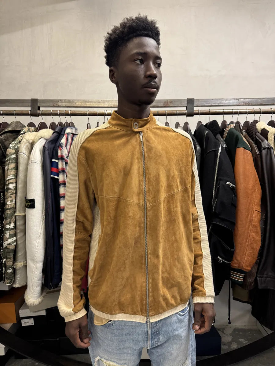 Versace Hybrown Camel Leather & Cotton Zip-up Biker Jacket – Dolce