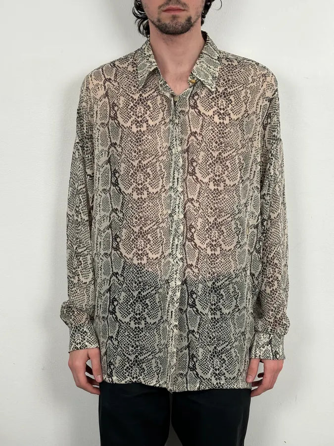 Versace Jeans Grey Python Print Silk Shirt  IChqEbZ 1