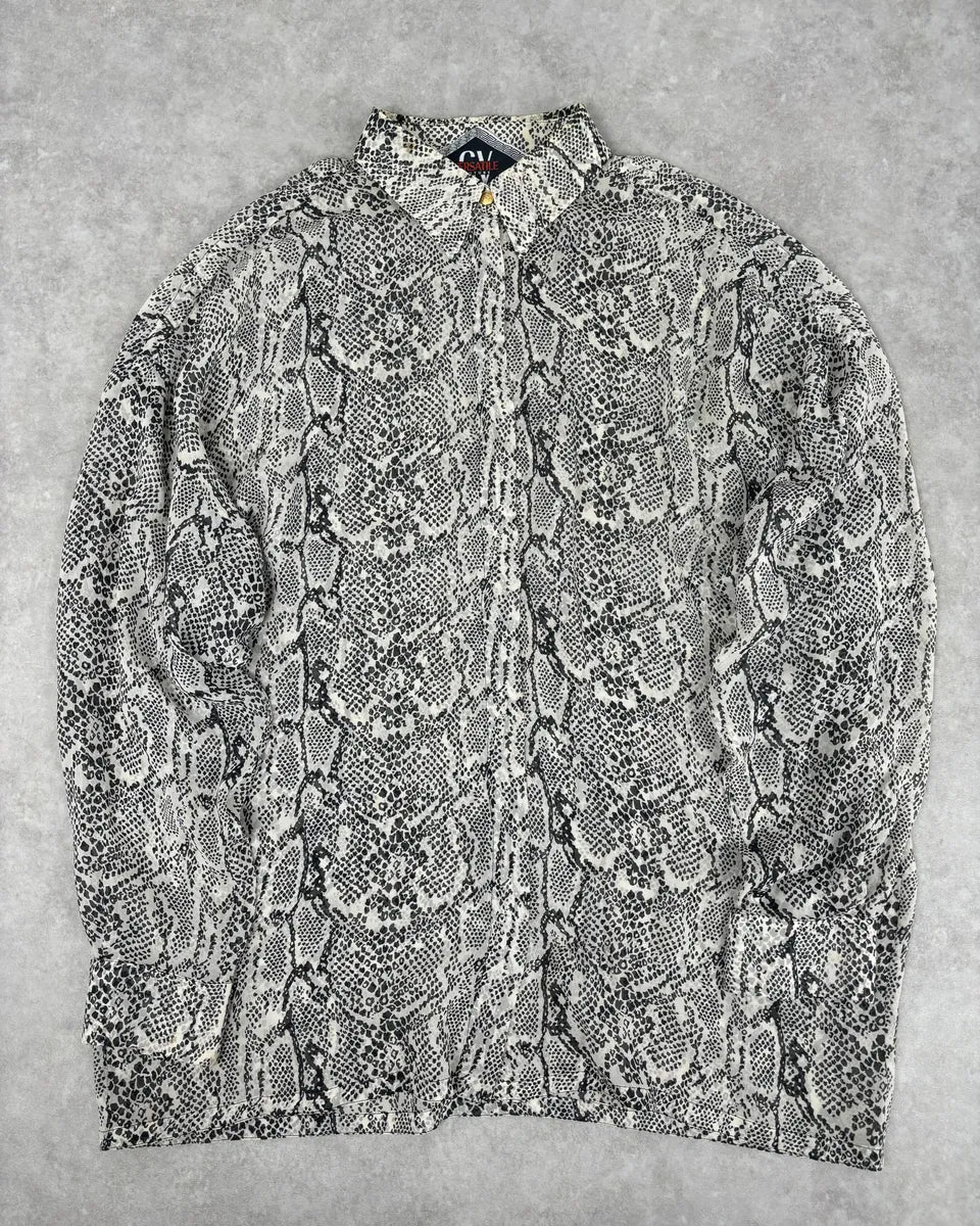 Versace Jeans Grey Python Print Silk Shirt  IChqEbZ 0