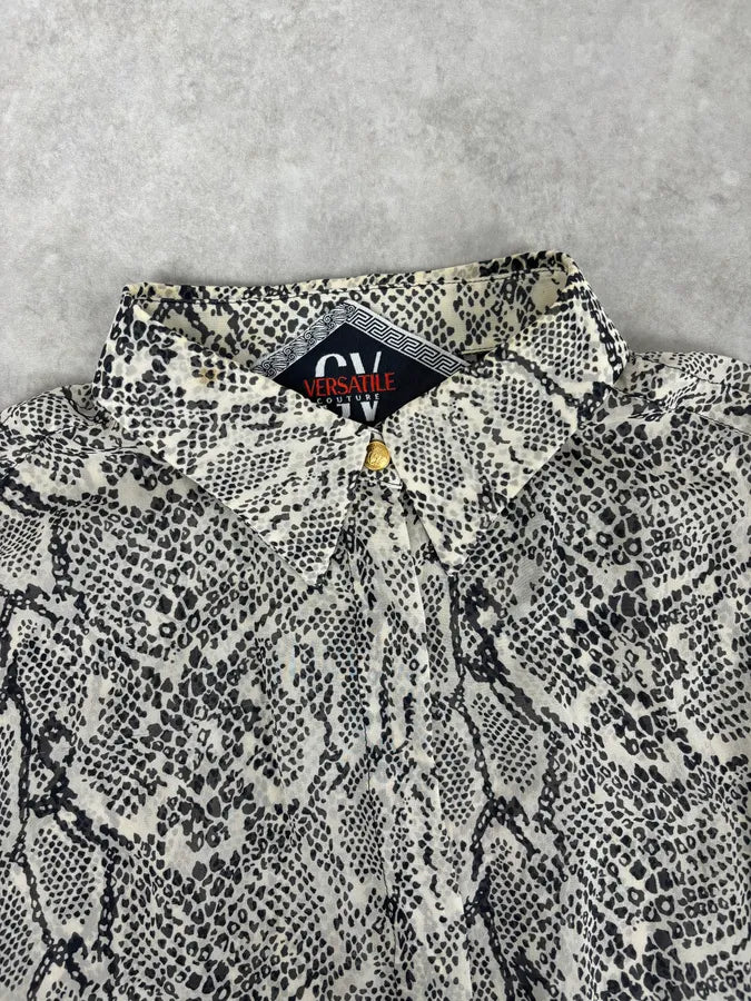 Versace Jeans Grey Python Print Silk Shirt  IChqEbZ 3