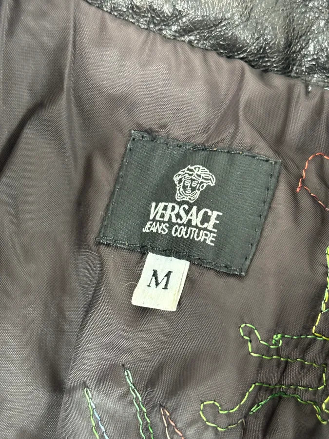 2000s Versace Dark Brown Pony Hair Lace-Back Bomber Jacket  HJMPilY 13