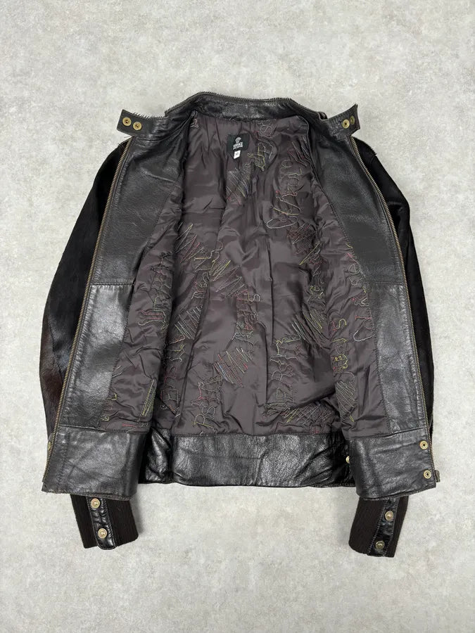 2000s Versace Dark Brown Pony Hair Lace-Back Bomber Jacket  HJMPilY 6