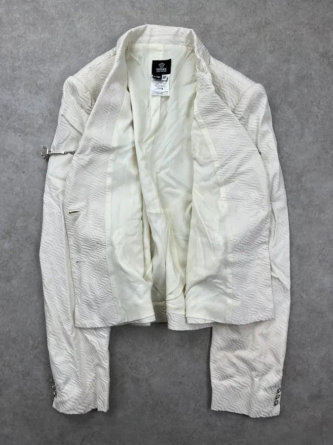 Versace Couture Cream White Wave Embellished Blazer Jacket YTCJLRO 3